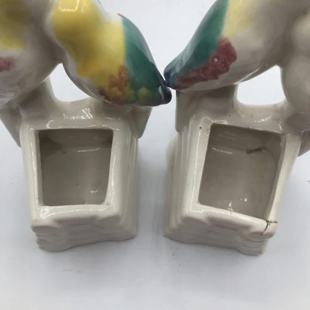 Pottery‎ Blue Green Love Birds Planter Pot 5 1/2